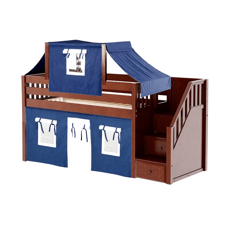 Maxtrix Twin Low Loft Bed With Stairs, Curtain + Top Tent 13 Maxtrix Twin Low Loft Bed With Stairs, Curtain + Top Tent - Image 11