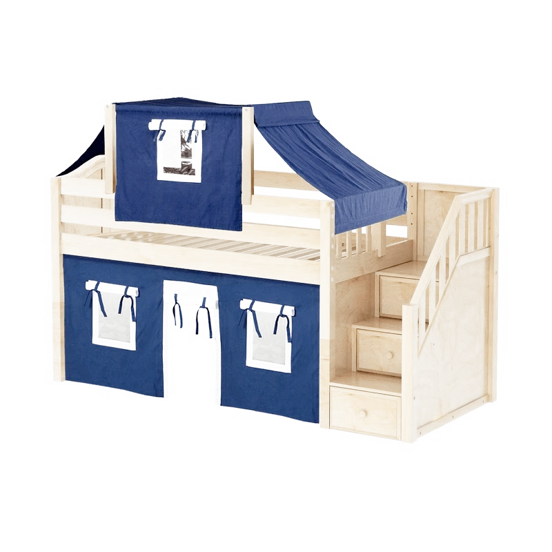 Maxtrix Twin Low Loft Bed With Stairs, Curtain + Top Tent 19 Maxtrix Twin Low Loft Bed With Stairs, Curtain + Top Tent - Image 17