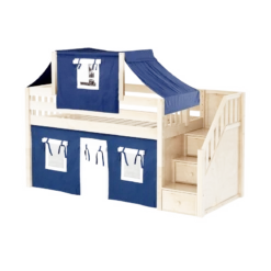 Maxtrix Twin Low Loft Bed With Stairs, Curtain + Top Tent 34 Maxtrix Twin Low Loft Bed With Stairs, Curtain + Top Tent -Babyletto Store MAJOR22 NS