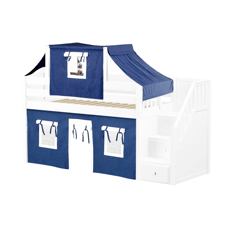 Maxtrix Twin Low Loft Bed With Stairs, Curtain + Top Tent 14 Maxtrix Twin Low Loft Bed With Stairs, Curtain + Top Tent - Image 12