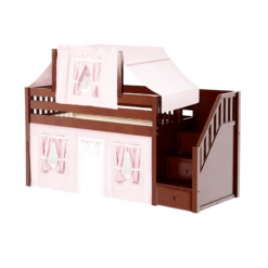 Maxtrix Twin Low Loft Bed With Stairs, Curtain + Top Tent 41 Maxtrix Twin Low Loft Bed With Stairs, Curtain + Top Tent -Babyletto Store MAJOR23 CS