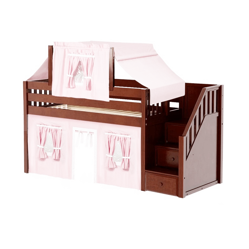 Maxtrix Twin Low Loft Bed With Stairs, Curtain + Top Tent 22 Maxtrix Twin Low Loft Bed With Stairs, Curtain + Top Tent - Image 20