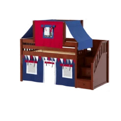 Maxtrix Twin Low Loft Bed With Stairs, Curtain + Top Tent 27 Maxtrix Twin Low Loft Bed With Stairs, Curtain + Top Tent -Babyletto Store MAJOR44 CS