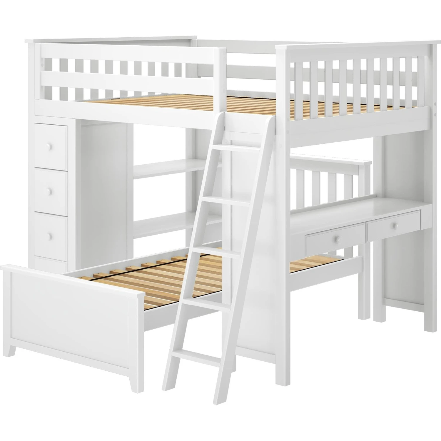Jackpot Deluxe Mayfair Full Over Twin L-Shape Bunk With Desk + Storage 4 Jackpot Deluxe Mayfair Full Over Twin L-Shape Bunk With Desk + Storage - Image 2