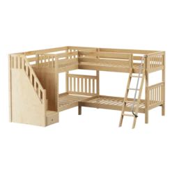 Maxtrix Twin Medium Corner Bunk Bed With Ladder + Stairs - L -Babyletto Store MIDST NS
