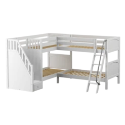 Maxtrix Twin Medium Corner Bunk Bed With Ladder + Stairs - L -Babyletto Store MIDST WP