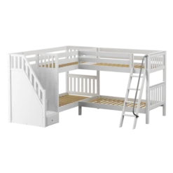 Maxtrix Twin Medium Corner Bunk Bed With Ladder + Stairs - L -Babyletto Store MIDST WS