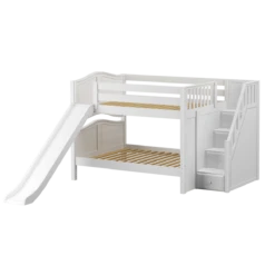 Maxtrix Full Low Bunk Bed With Stairs + Slide -Babyletto Store MOUNTAIN WC