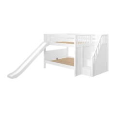 Maxtrix Full Low Bunk Bed With Stairs + Slide -Babyletto Store MOUNTAIN WP