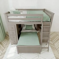 Jackpot Deluxe Mayfair Full Over Twin L-Shape Bunk With Desk + Storage 17 Jackpot Deluxe Mayfair Full Over Twin L-Shape Bunk With Desk + Storage -Babyletto Store Mayfair1StoneAbove drawersclosed