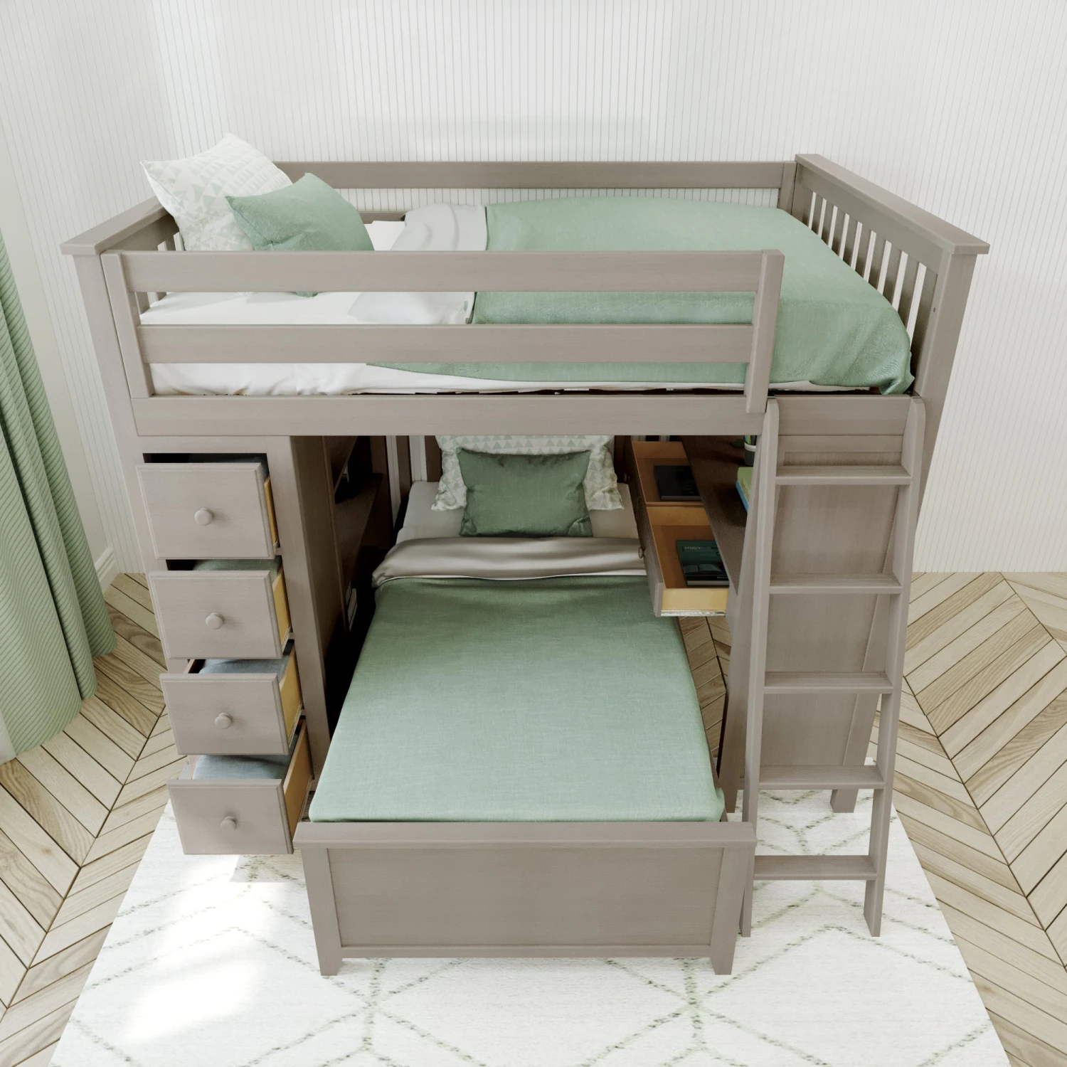 Jackpot Deluxe Mayfair Full Over Twin L-Shape Bunk With Desk + Storage 10 Jackpot Deluxe Mayfair Full Over Twin L-Shape Bunk With Desk + Storage - Image 8