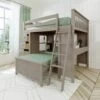 Jackpot Deluxe Mayfair Full Over Twin L-Shape Bunk With Desk + Storage 2 Jackpot Deluxe Mayfair Full Over Twin L-Shape Bunk With Desk + Storage -Babyletto Store Mayfair1StoneLeftAngle drawersopen