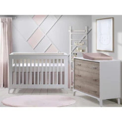 Tulip Metro Convertible Crib + 3-Drawer Dresser XL 10 Tulip Metro Convertible Crib + 3-Drawer Dresser XL -Babyletto Store Metro Collection 01 White and Natural Room shot 09 crib min 0a8f7392 2c3b 4d5d 9e25 6f7b26442e1d