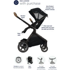 Nuna Demi Grow Stroller With Aire Protect Canopy 40 Nuna Demi Grow Stroller With Aire Protect Canopy -Babyletto Store Nuna DEMIgrow APC Caviar Includes US dedac9c0 5a36 4796 b5c2 1ab8e5ad19bf