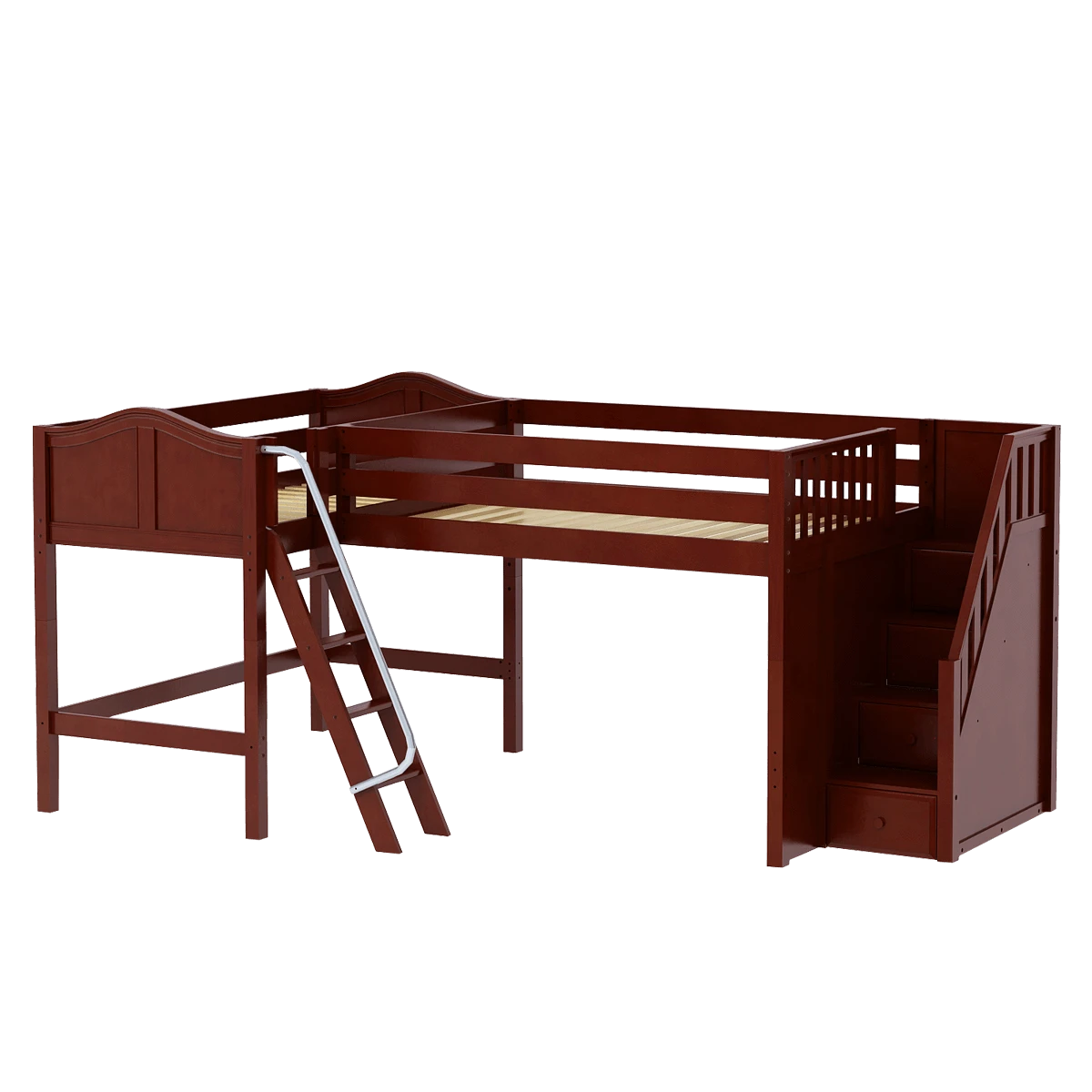 Maxtrix Twin Full Medium Corner Loft Bed With Ladder + Stairs - R 4 Maxtrix Twin Full Medium Corner Loft Bed With Ladder + Stairs - R - Image 2