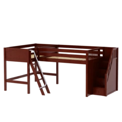 Maxtrix Twin Full Medium Corner Loft Bed With Ladder + Stairs - R 13 Maxtrix Twin Full Medium Corner Loft Bed With Ladder + Stairs - R -Babyletto Store PASS CP