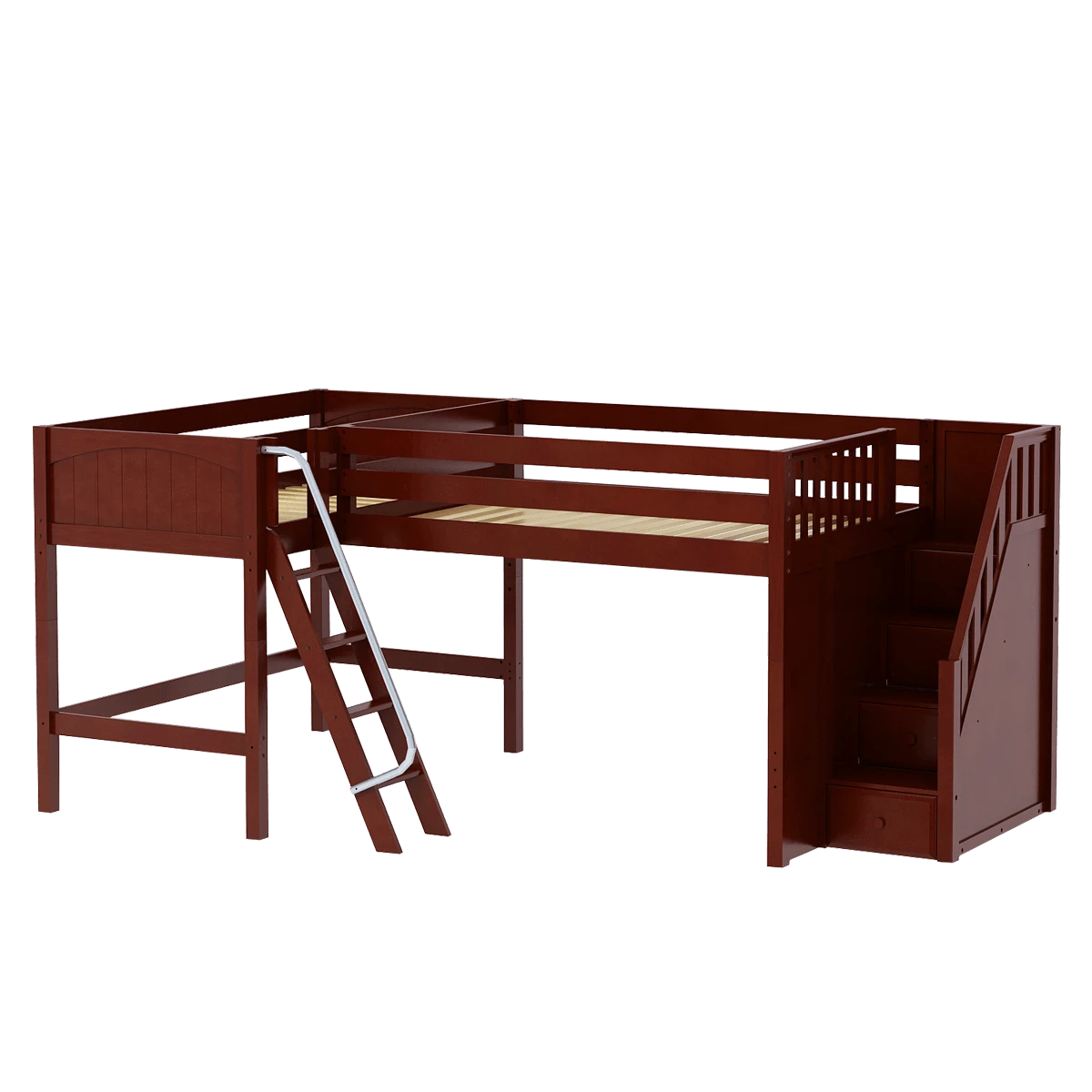 Maxtrix Twin Full Medium Corner Loft Bed With Ladder + Stairs - R 5 Maxtrix Twin Full Medium Corner Loft Bed With Ladder + Stairs - R - Image 3