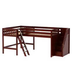 Maxtrix Twin Full Medium Corner Loft Bed With Ladder + Stairs - R