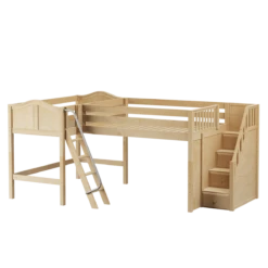 Maxtrix Twin Full Medium Corner Loft Bed With Ladder + Stairs - R 19 Maxtrix Twin Full Medium Corner Loft Bed With Ladder + Stairs - R -Babyletto Store PASS NC