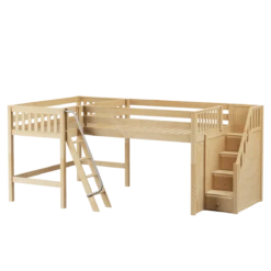 Maxtrix Twin Full Medium Corner Loft Bed With Ladder + Stairs - R 16 Maxtrix Twin Full Medium Corner Loft Bed With Ladder + Stairs - R -Babyletto Store PASS NS