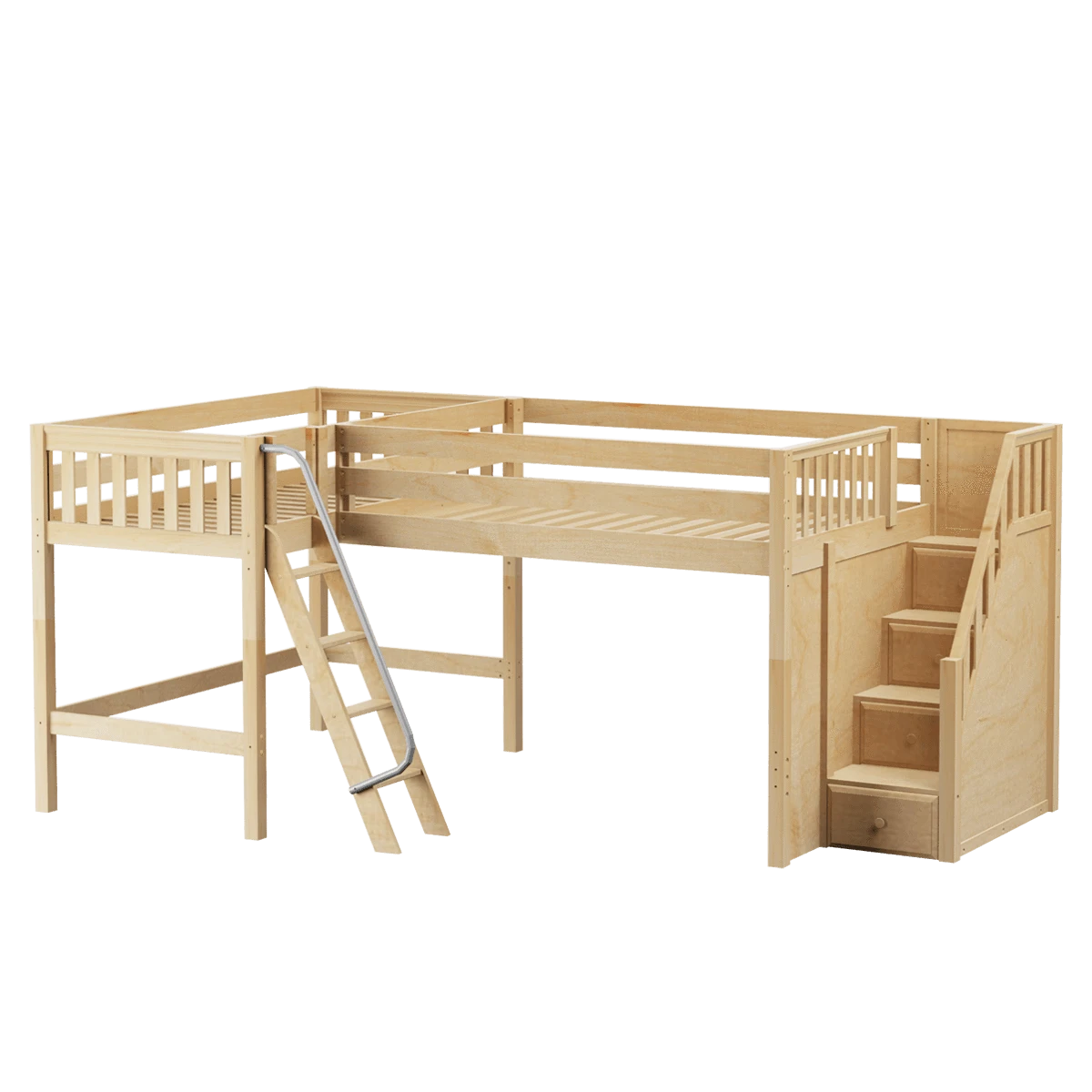 Maxtrix Twin Full Medium Corner Loft Bed With Ladder + Stairs - R 8 Maxtrix Twin Full Medium Corner Loft Bed With Ladder + Stairs - R - Image 6