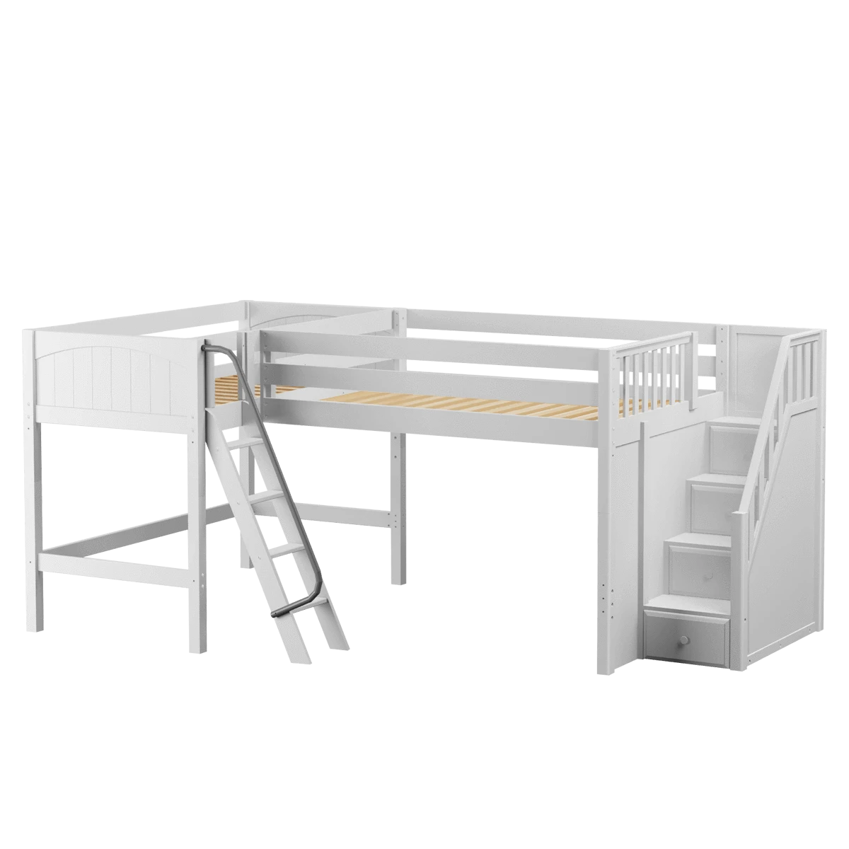 Maxtrix Twin Full Medium Corner Loft Bed With Ladder + Stairs - R 10 Maxtrix Twin Full Medium Corner Loft Bed With Ladder + Stairs - R - Image 8