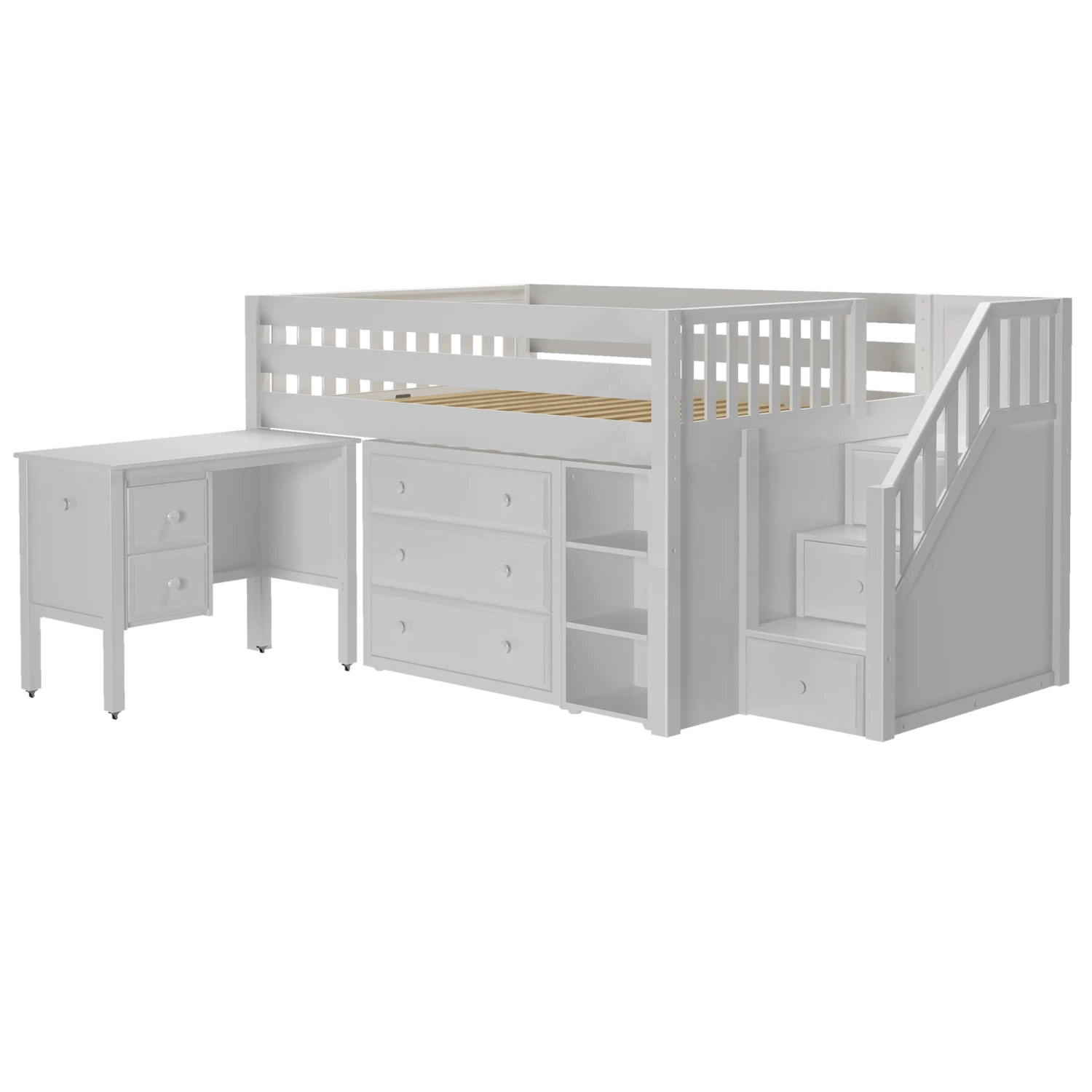 Maxtrix Full Low Loft Bed With Stairs, Storage + Desk 9 Maxtrix Full Low Loft Bed With Stairs, Storage + Desk - Image 7
