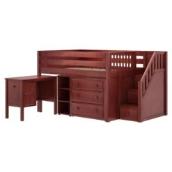 Maxtrix Full Low Loft Bed With Stairs, Storage + Desk 38 Maxtrix Full Low Loft Bed With Stairs, Storage + Desk -Babyletto Store PERFECT22 CP LEFT