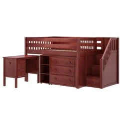 Maxtrix Full Low Loft Bed With Stairs, Storage + Desk 22 Maxtrix Full Low Loft Bed With Stairs, Storage + Desk -Babyletto Store PERFECT22 CS LEFT