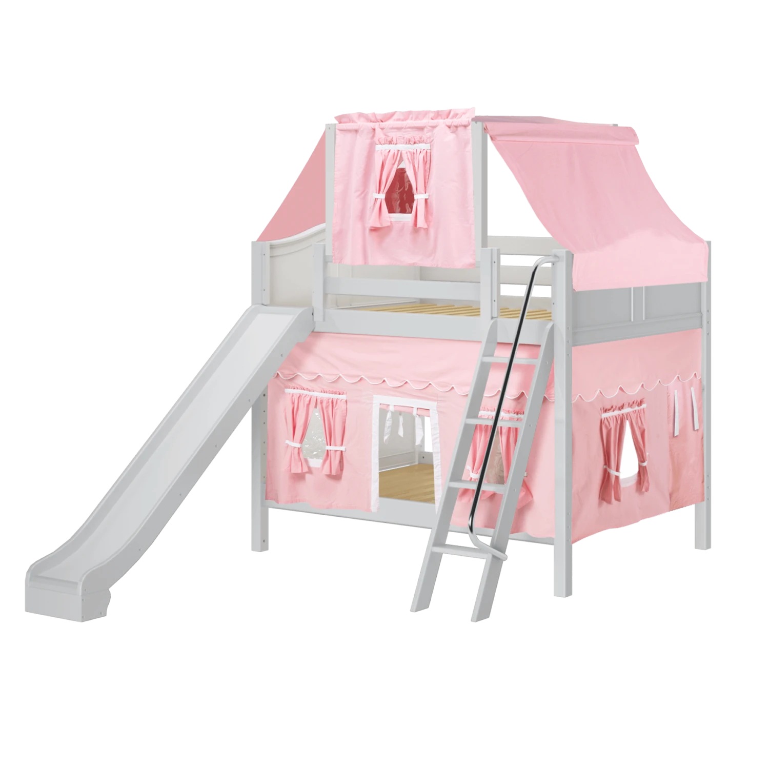 Maxtrix Full Medium Bunk Bed With Angled Ladder, Curtain, Top Tent + Slide 12 Maxtrix Full Medium Bunk Bed With Angled Ladder, Curtain, Top Tent + Slide - Image 10