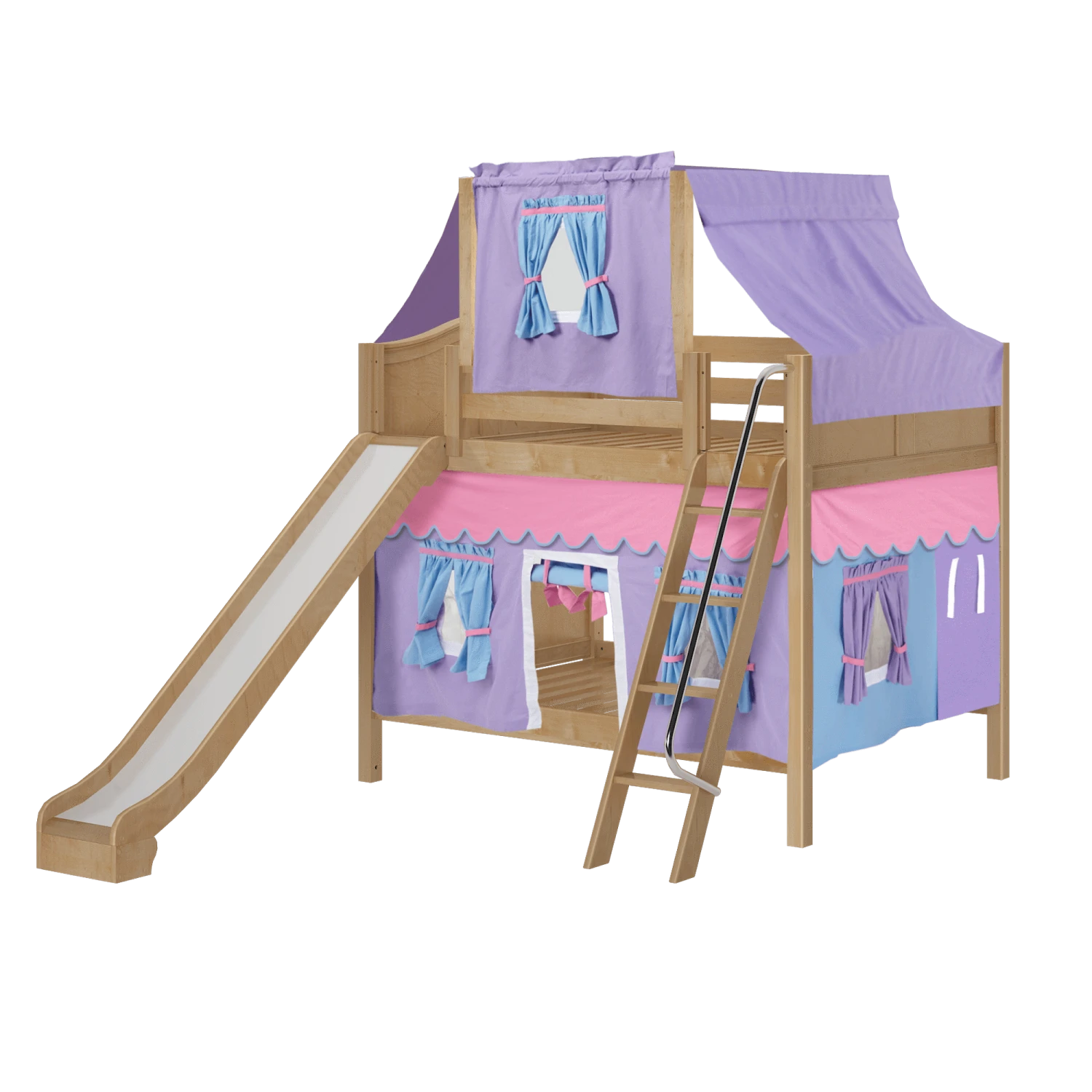 Maxtrix Full Medium Bunk Bed With Angled Ladder, Curtain, Top Tent + Slide 6 Maxtrix Full Medium Bunk Bed With Angled Ladder, Curtain, Top Tent + Slide - Image 4