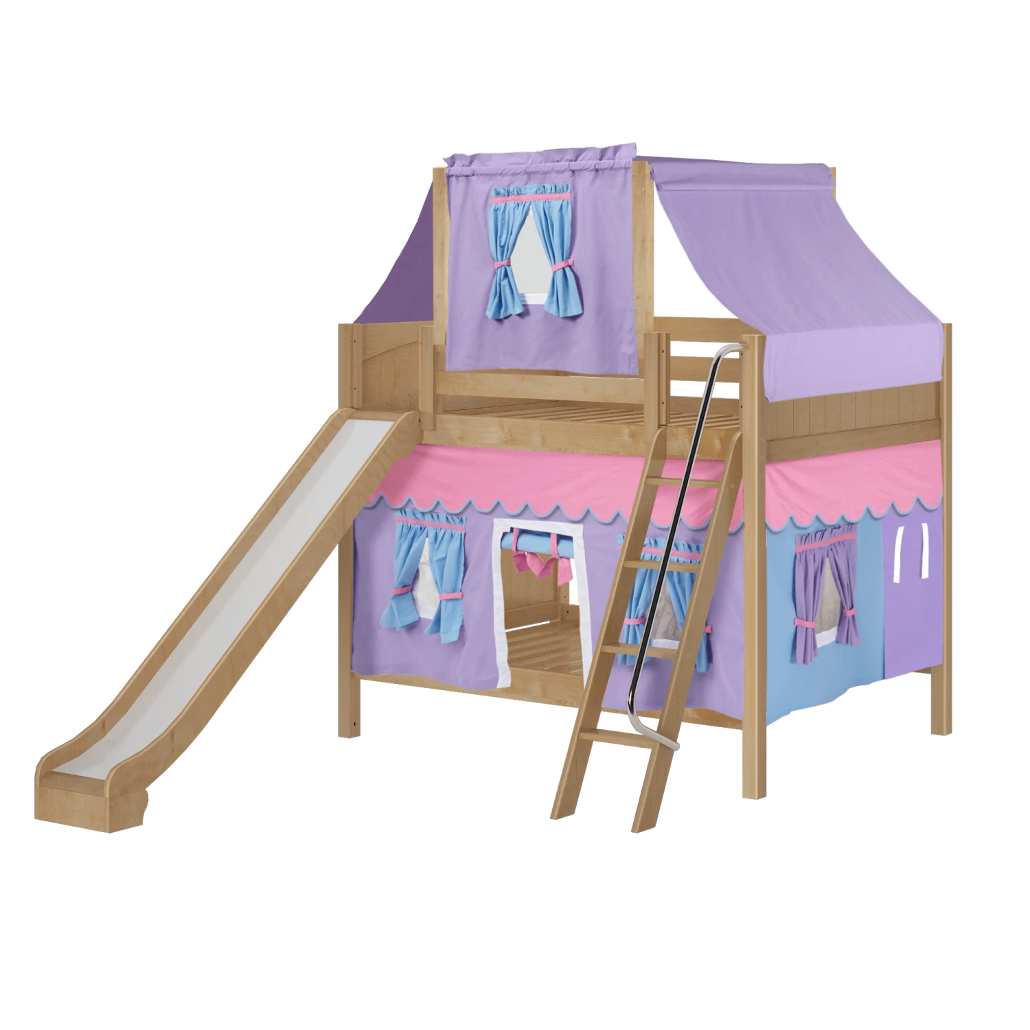 Maxtrix Full Medium Bunk Bed With Angled Ladder, Curtain, Top Tent + Slide 10 Maxtrix Full Medium Bunk Bed With Angled Ladder, Curtain, Top Tent + Slide - Image 8