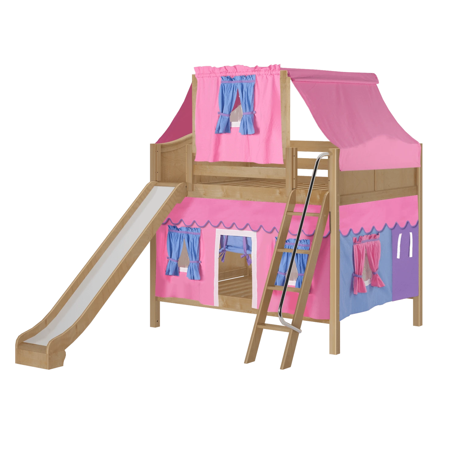 Maxtrix Full Medium Bunk Bed With Angled Ladder, Curtain, Top Tent + Slide 15 Maxtrix Full Medium Bunk Bed With Angled Ladder, Curtain, Top Tent + Slide - Image 13