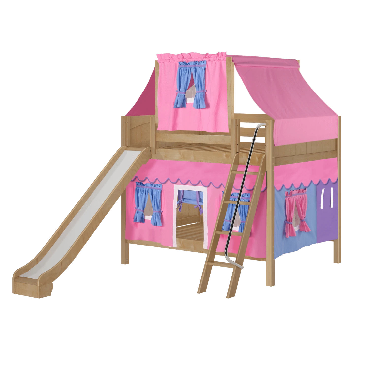 Maxtrix Full Medium Bunk Bed With Angled Ladder, Curtain, Top Tent + Slide 19 Maxtrix Full Medium Bunk Bed With Angled Ladder, Curtain, Top Tent + Slide - Image 17