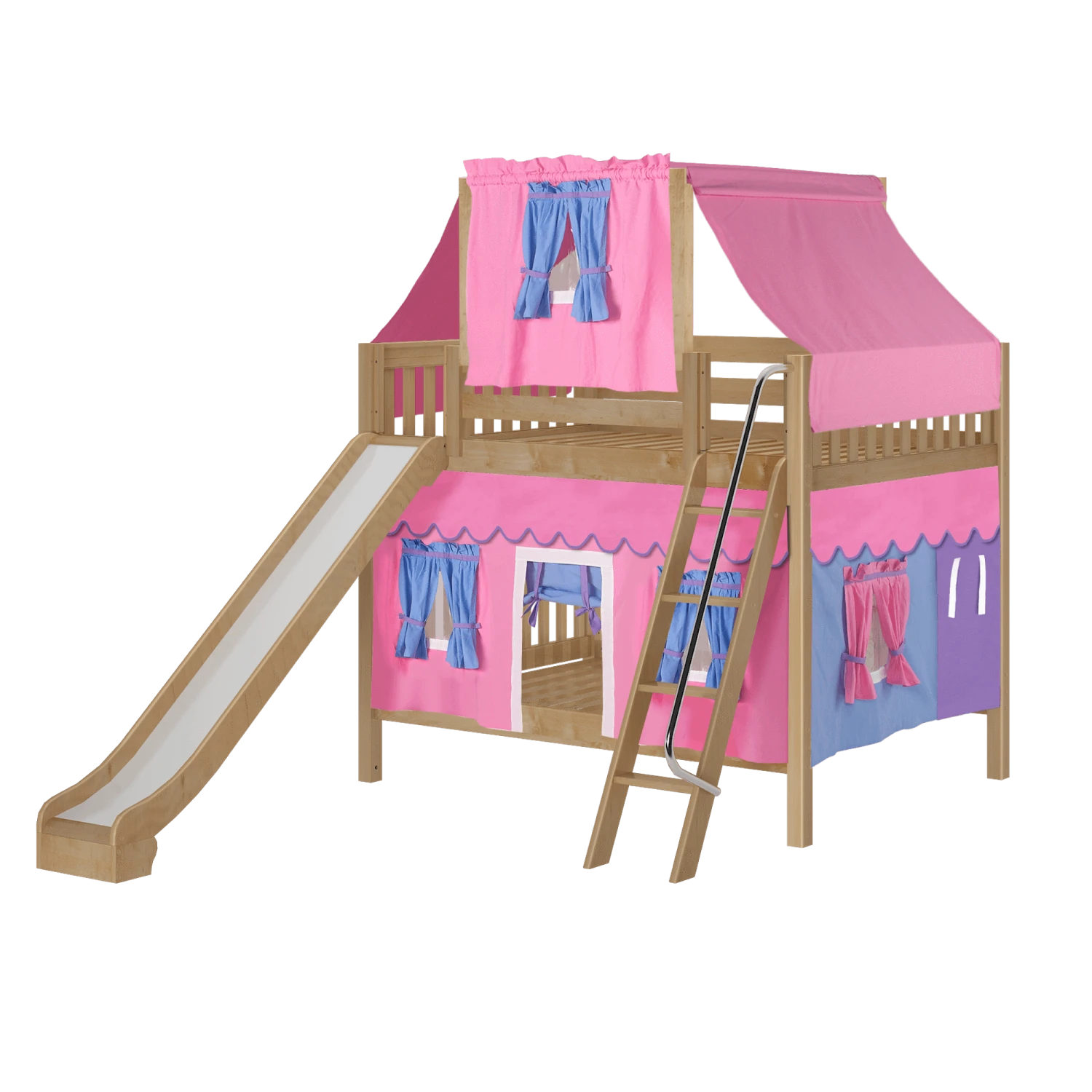 Maxtrix Full Medium Bunk Bed With Angled Ladder, Curtain, Top Tent + Slide 20 Maxtrix Full Medium Bunk Bed With Angled Ladder, Curtain, Top Tent + Slide - Image 18