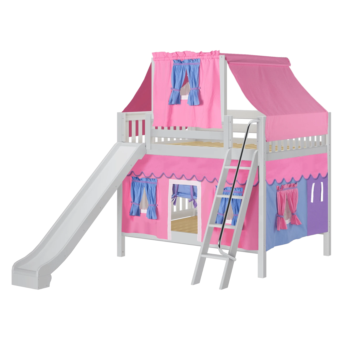 Maxtrix Full Medium Bunk Bed With Angled Ladder, Curtain, Top Tent + Slide 14 Maxtrix Full Medium Bunk Bed With Angled Ladder, Curtain, Top Tent + Slide - Image 12