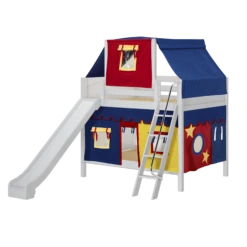 Maxtrix Full Medium Bunk Bed With Angled Ladder, Curtain, Top Tent + Slide 41 Maxtrix Full Medium Bunk Bed With Angled Ladder, Curtain, Top Tent + Slide -Babyletto Store QUACK29 WP