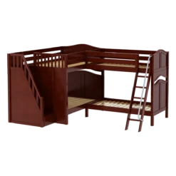 Maxtrix Full High Corner Bunk Bed With Ladder + Stairs - L -Babyletto Store QUADRUPLE CC