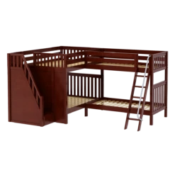 Maxtrix Full High Corner Bunk Bed With Ladder + Stairs - L -Babyletto Store QUADRUPLE CS