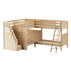 Maxtrix Full High Corner Bunk Bed With Ladder + Stairs - L -Babyletto Store QUADRUPLE NP