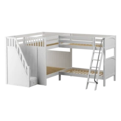 Maxtrix Full High Corner Bunk Bed With Ladder + Stairs - L -Babyletto Store QUADRUPLE WP