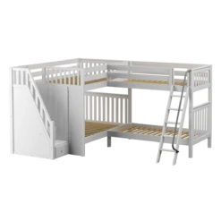 Maxtrix Full High Corner Bunk Bed With Ladder + Stairs - L