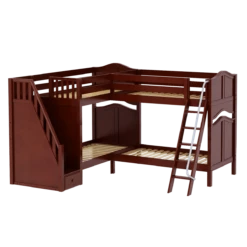 Maxtrix Twin High Corner Bunk Bed With Ladder + Stairs - L 19 Maxtrix Twin High Corner Bunk Bed With Ladder + Stairs - L -Babyletto Store QUARTILE CC