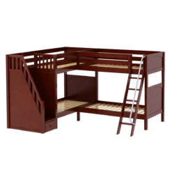 Maxtrix Twin High Corner Bunk Bed With Ladder + Stairs - L 20 Maxtrix Twin High Corner Bunk Bed With Ladder + Stairs - L -Babyletto Store QUARTILE CP