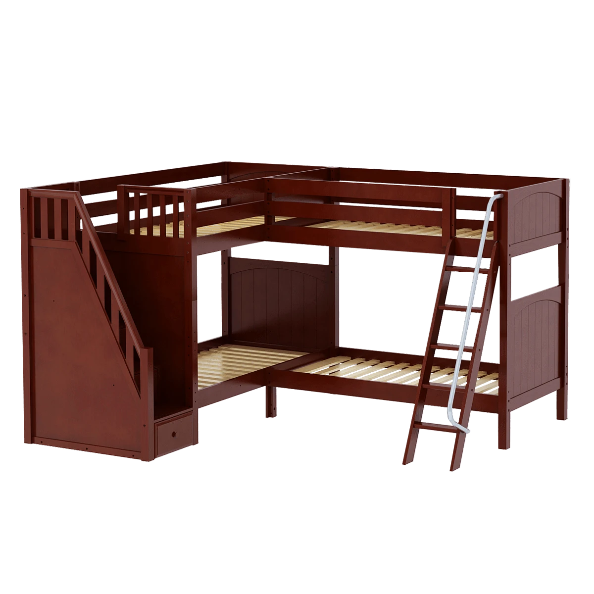 Maxtrix Twin High Corner Bunk Bed With Ladder + Stairs - L 11 Maxtrix Twin High Corner Bunk Bed With Ladder + Stairs - L - Image 9