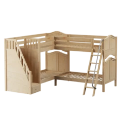 Maxtrix Twin High Corner Bunk Bed With Ladder + Stairs - L 21 Maxtrix Twin High Corner Bunk Bed With Ladder + Stairs - L -Babyletto Store QUARTILE NC