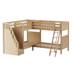 Maxtrix Twin High Corner Bunk Bed With Ladder + Stairs - L 17 Maxtrix Twin High Corner Bunk Bed With Ladder + Stairs - L -Babyletto Store QUARTILE NP