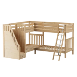 Maxtrix Twin High Corner Bunk Bed With Ladder + Stairs - L 18 Maxtrix Twin High Corner Bunk Bed With Ladder + Stairs - L -Babyletto Store QUARTILE NS