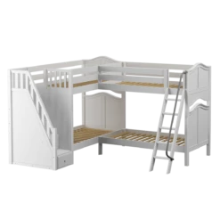 Maxtrix Twin High Corner Bunk Bed With Ladder + Stairs - L 14 Maxtrix Twin High Corner Bunk Bed With Ladder + Stairs - L -Babyletto Store QUARTILE WC