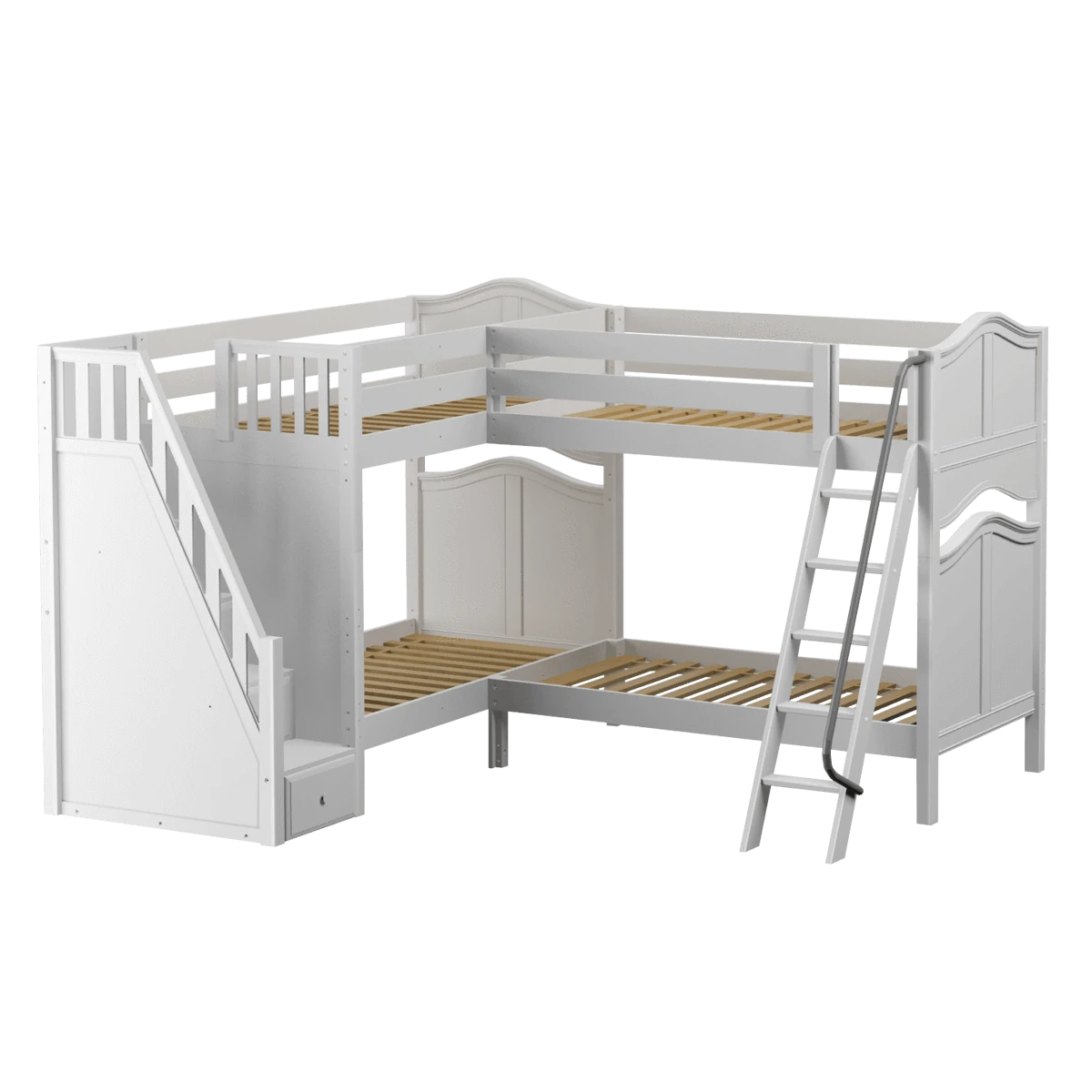 Maxtrix Twin High Corner Bunk Bed With Ladder + Stairs - L 5 Maxtrix Twin High Corner Bunk Bed With Ladder + Stairs - L - Image 3